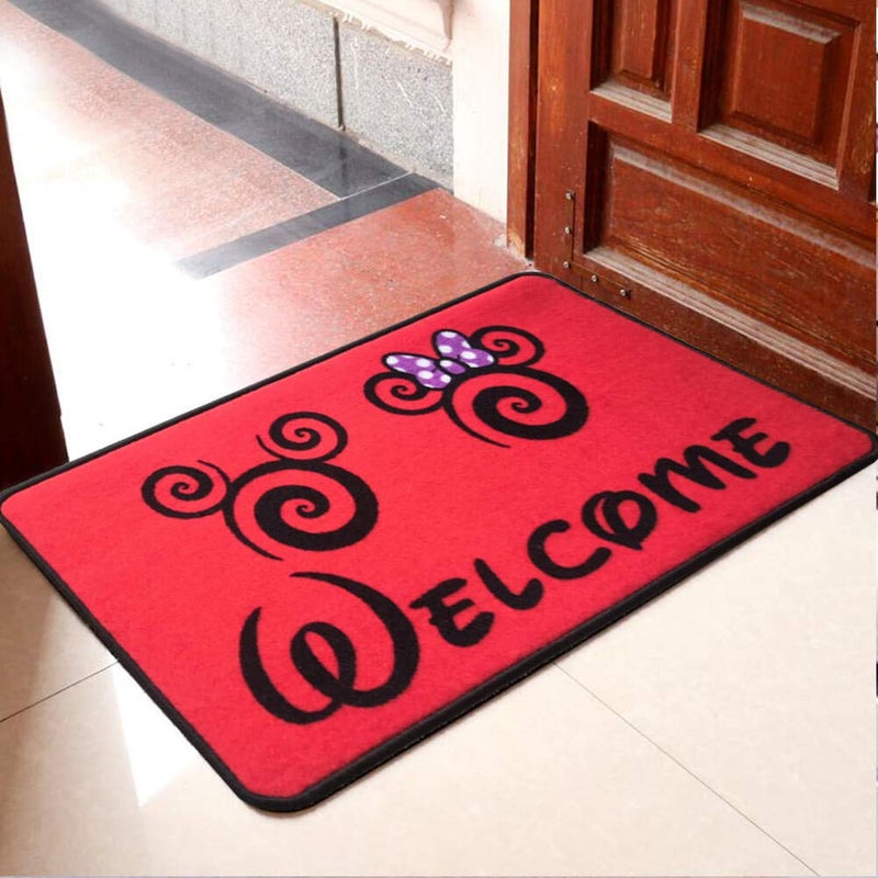 J.Ehonace Cartoon Mouse Rugs - Non-Slip Mickey Cartoon Welcome Mat, Cute Minnie Rug Indoor Entrance Doormat Livingroom Home Decor Door Mats, 17" x 30" (Red) - Image 5